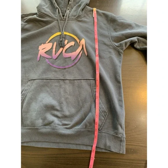 RVCA Hoodie Mens Medium Hooded Sweatshirt Logo Y2K 90s Grunge Surfer Skater READ - Picture 8 of 12